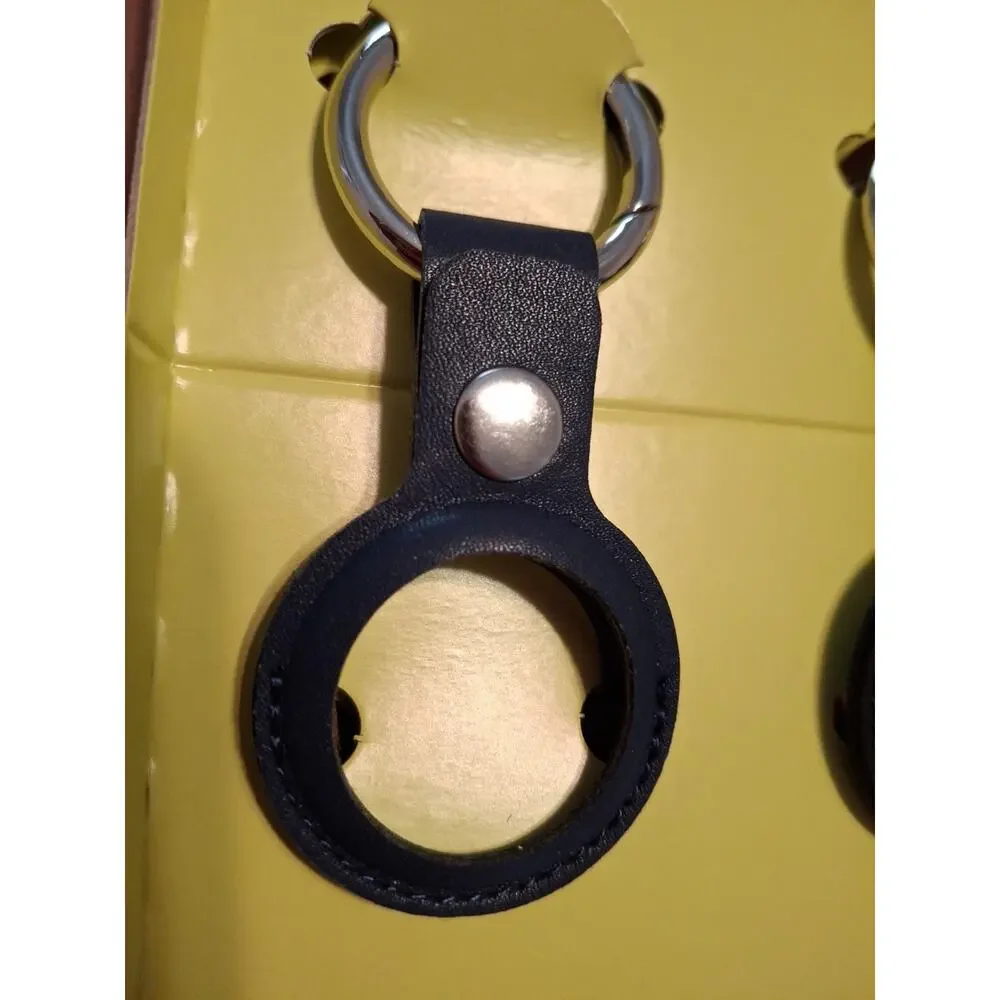 Onn Air-Tag Holder with Carabiner Style Ring Vegan Leather 4 Pack